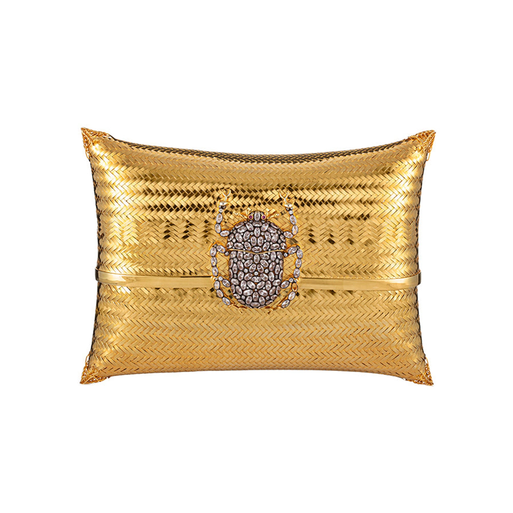 Bitter Sweet Love evening bag by Begüm Khan, black leather clutch with gold accents and sleek design.