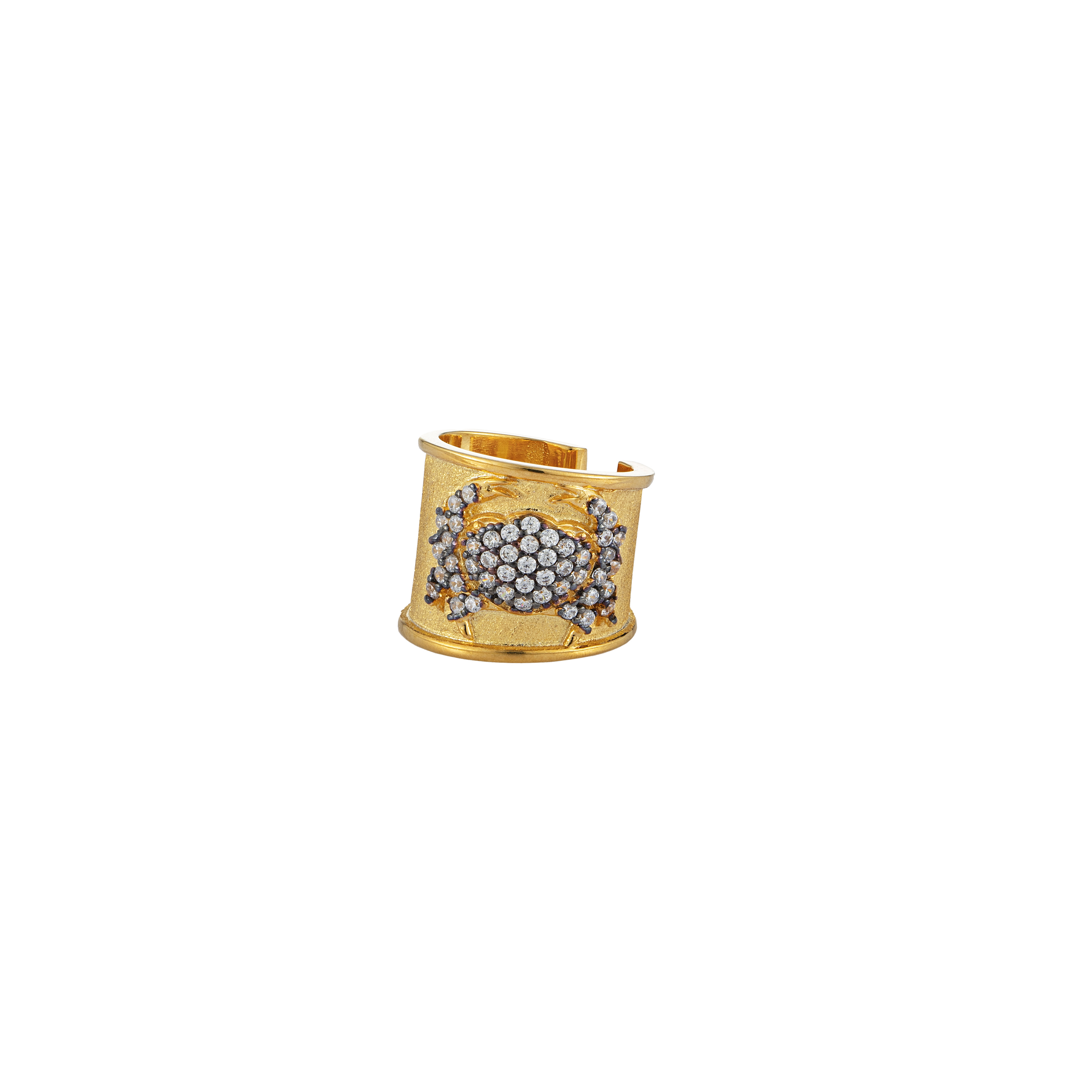 Gold crab-shaped earcuff by BEGÜM KHAN featuring a stylish, minimalist design for pierced or non-pierced ears.