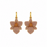 BEGÜM KHAN Orchid Juvena hoop earrings featuring dusty blush petal design, elegant and lightweight jewelry for everyday wear.