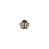 Pink ladybug-shaped crystal ring by BEGÜM KHAN, featuring a black band and detailed ladybug design.