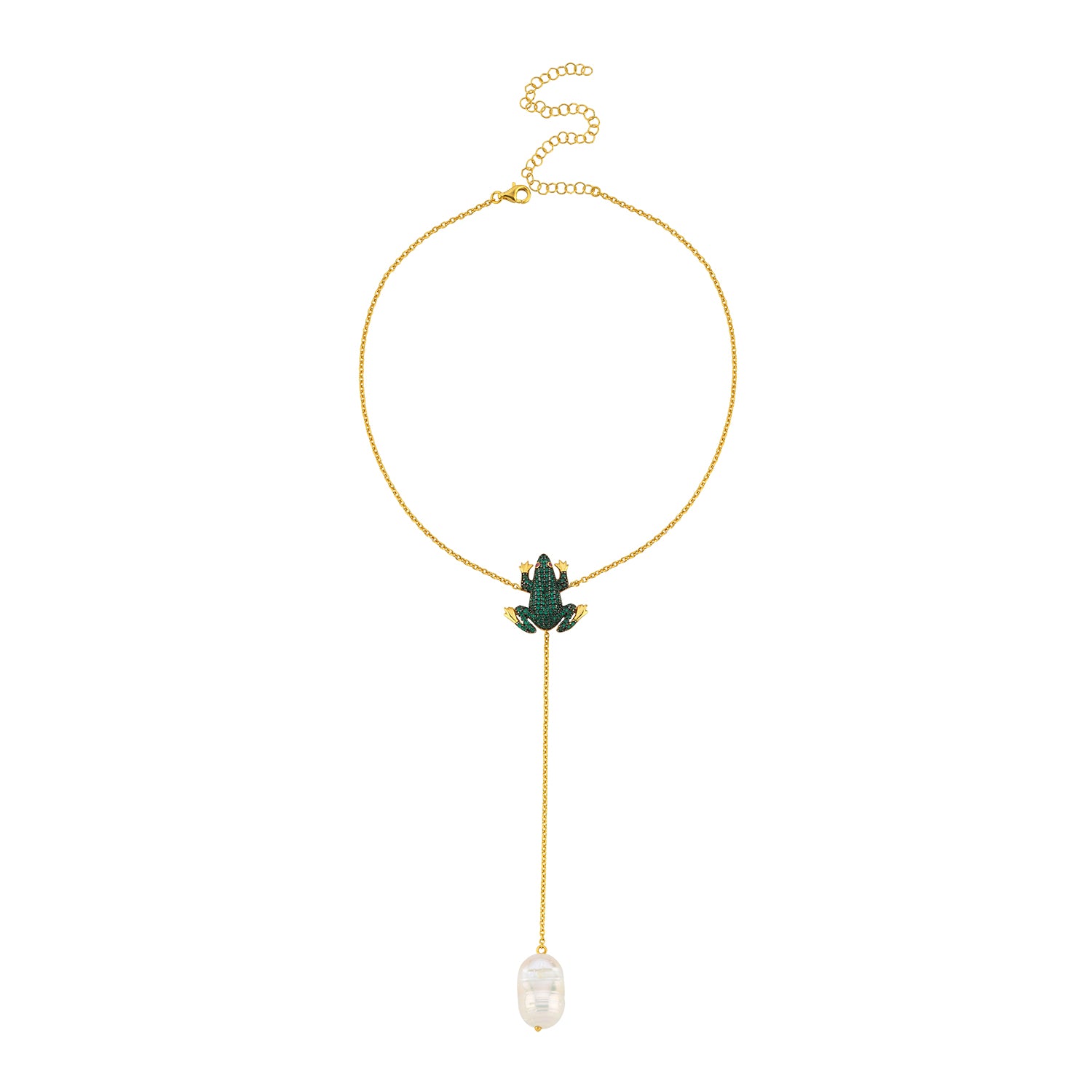 Mini Frog Invisible Necklace by BEGÜM KHAN – green