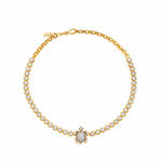 BEGÜM KHAN Serdarino tennis choker necklace featuring a miniature crystal turtle pendant on a sleek chain.