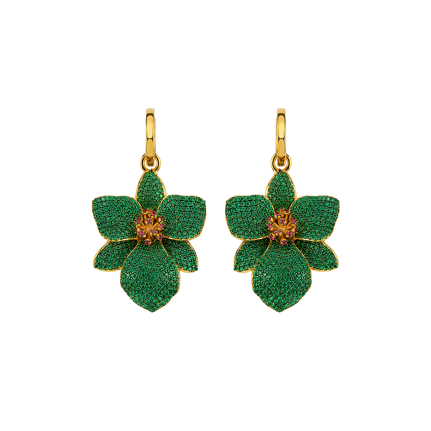 BEGÜM KHAN Orchid Juvena hoop earrings featuring delicate floral design and silver finish, displayed against a neutral background.