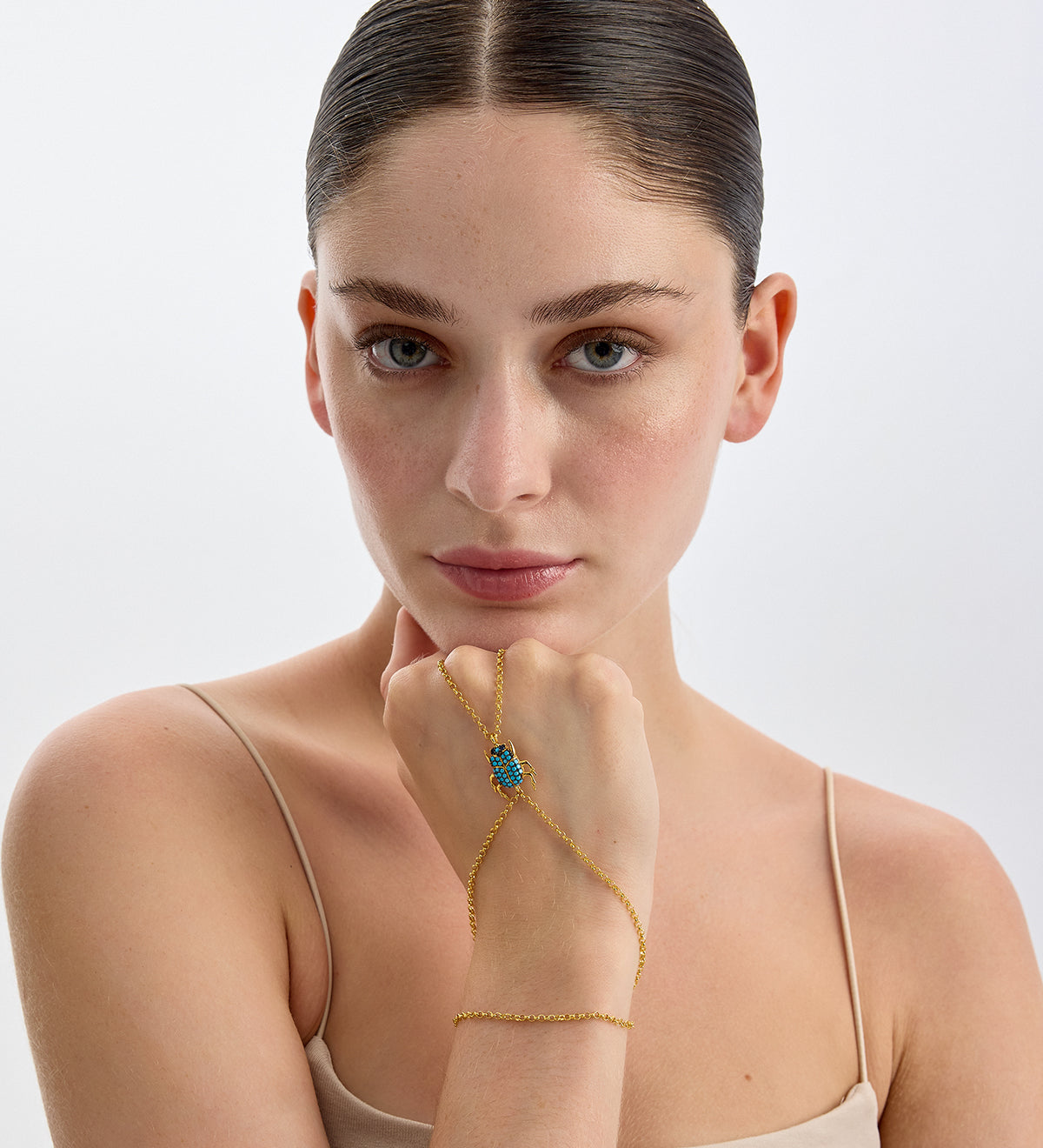 SCARAB HAND BRACELET