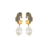 SEAHORSE WHITE PEARL EARRINGS