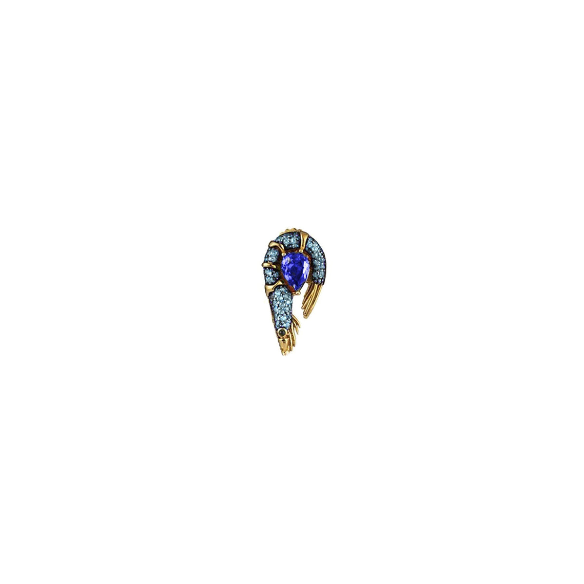 Light blue shrimp-shaped piercing jewelry by BEGÜM KHAN, showcasing a detailed and stylish design for ear or body piercing.