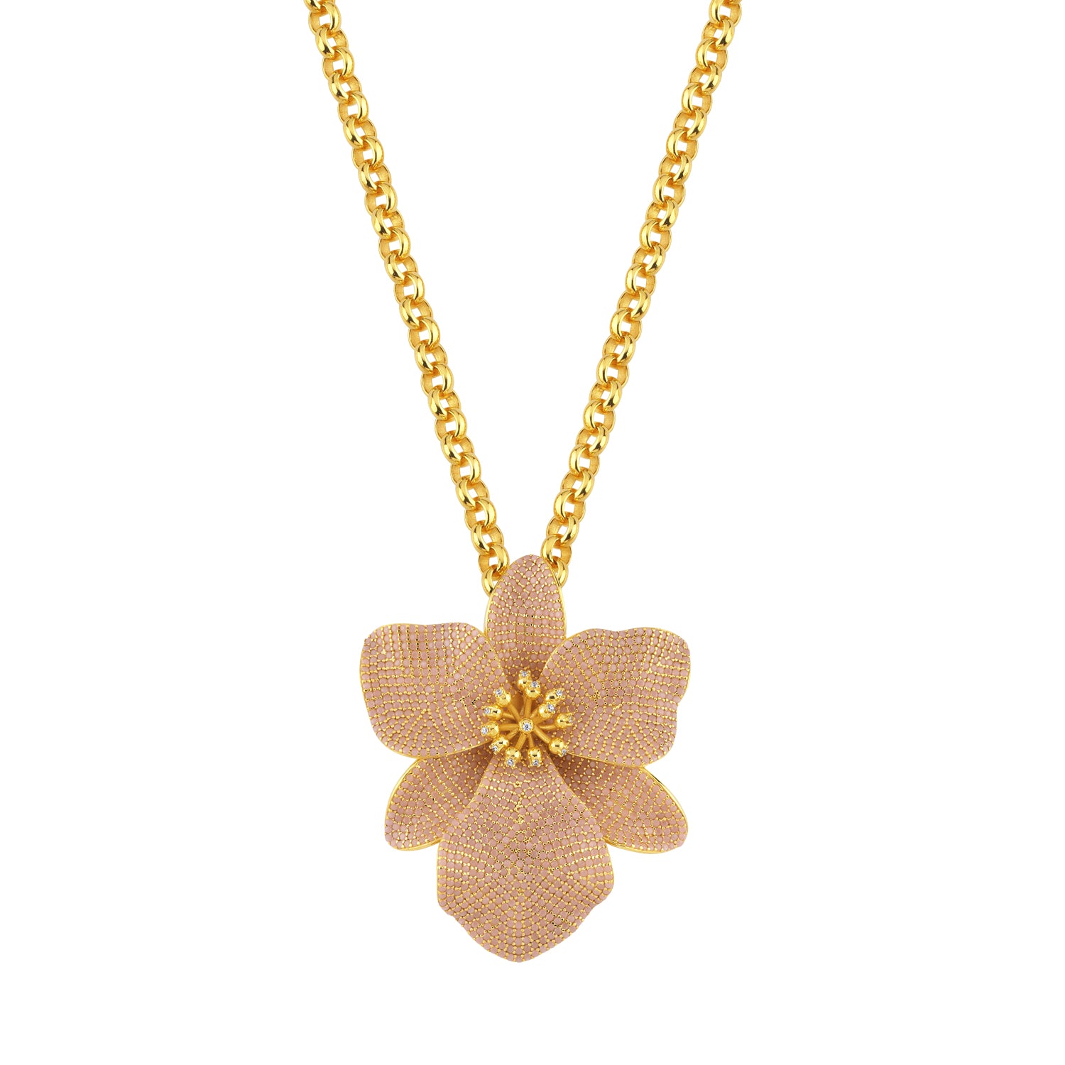 Singapore Orchid Necklace by BEGÜM KHAN – powder pink, gold-plated