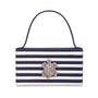 Navy striped BEGÜM KHAN TARTARUGA bag with a woven design, featuring a structured shape and top handles, perfect for casual outings.